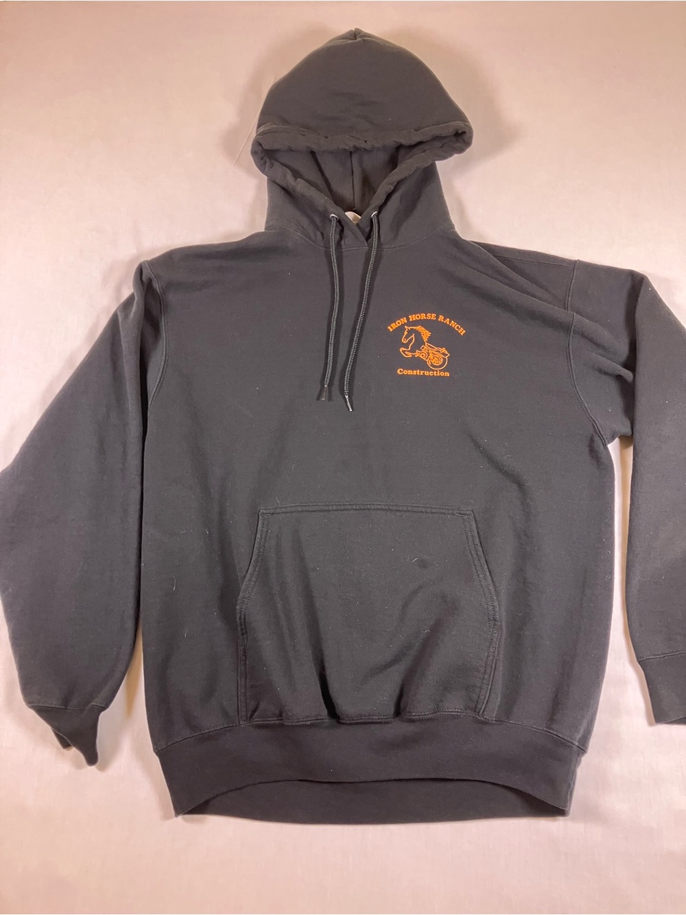 Port and Company Black Hoodie with Orange Logo